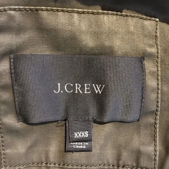 J Crew The Downtown Field Jacket Waxed Cotton Green Womens Size XXXS - Picture 3 of 12